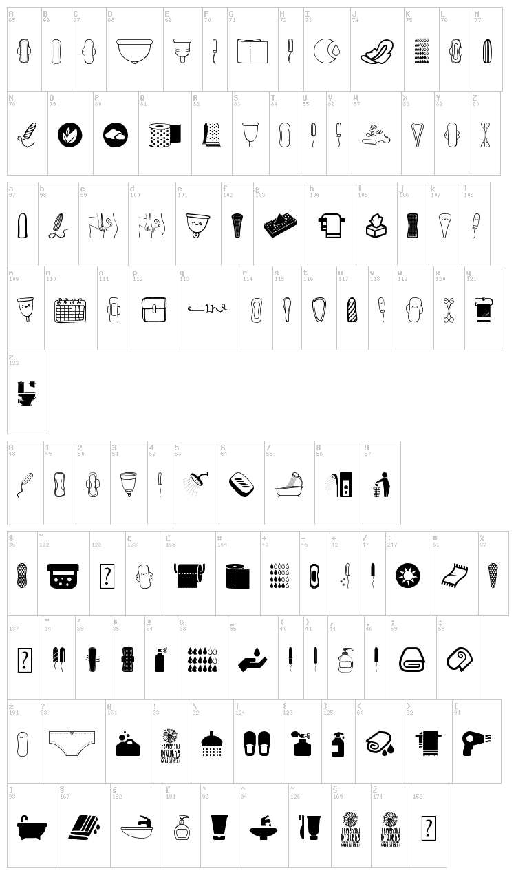 Feminine Hygiene font map